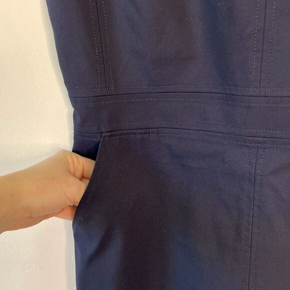 Tory Burch Navy Blue Square Neck Cap Sleeve Dress - Picture 5 of 10